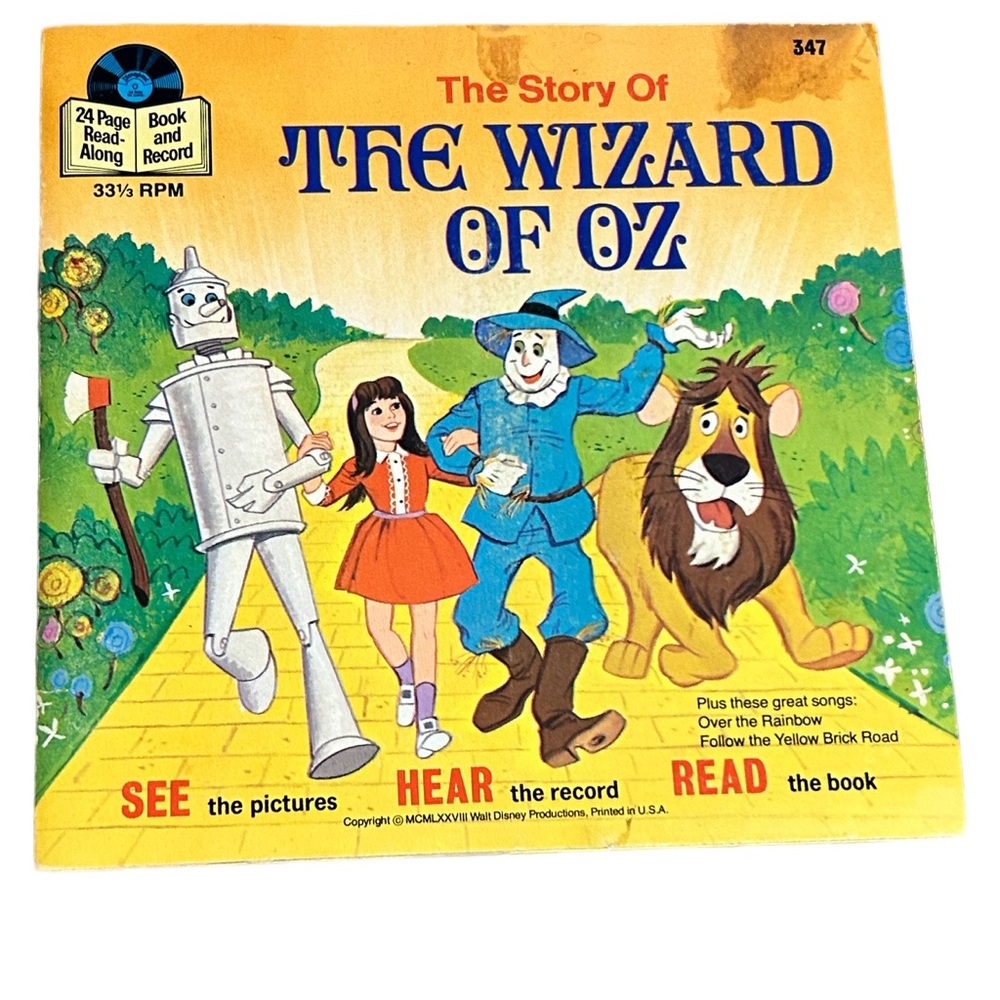 Vintage Walt Disney The Story Of The Wizard Of Oz 347 Read Along Book & Record